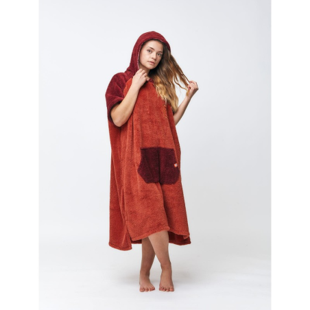 poncho surf after essentials sherpa burgundy