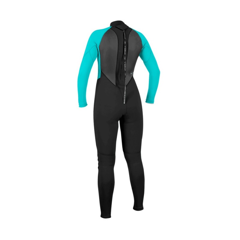 Wms oneill reactor ll 3/2mm black/light aqua zip arriere - combi surf integrale