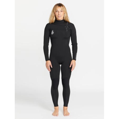 neoprene volcom femme  3/2mm zip avant - combi surf integrale