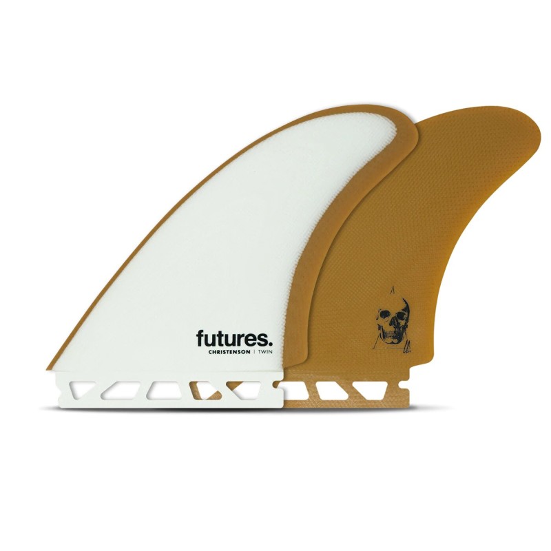 Dérives Surf Futures Christenson Twin Fin White/Brown Fiberglass – Style, Vitesse & Contrôle