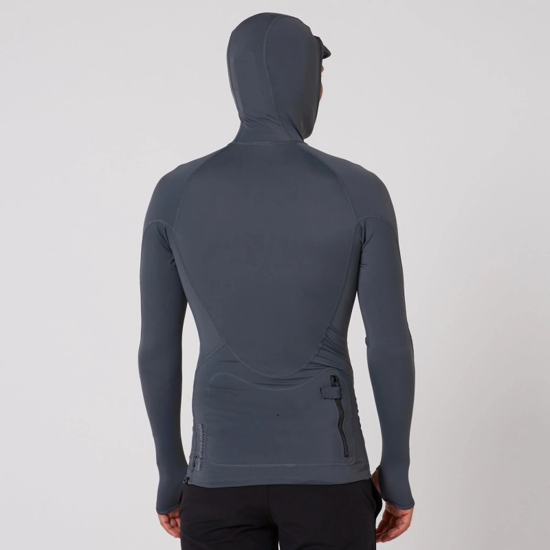Lycra Cagoule Ocean Earth Men’s Tropic Hooded L/S Rashie Charcoal – Protection Anti-UV et Confort