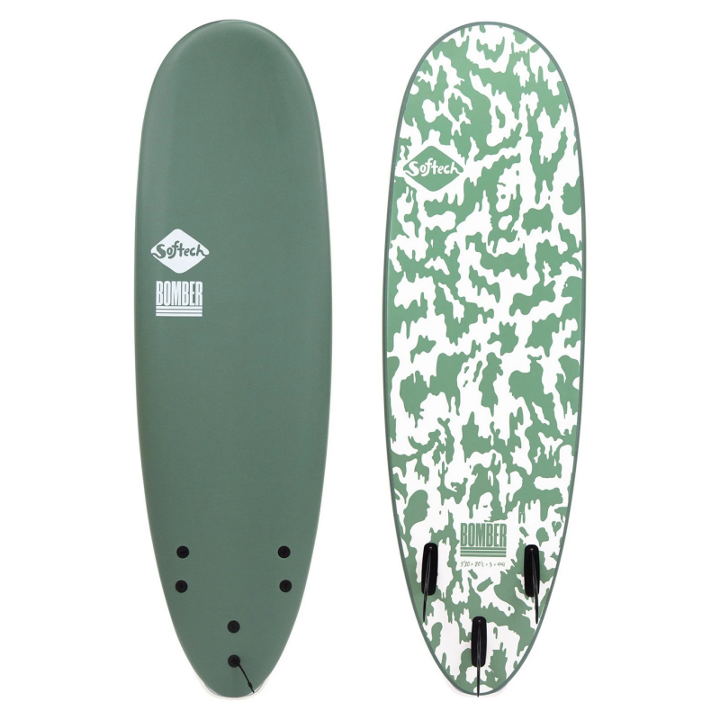 surf softech 6'10 bomber smoke green white